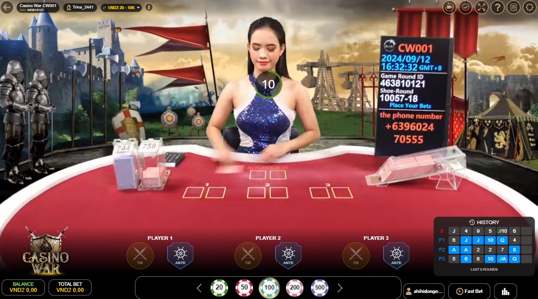 Gioi thieu game Casino War Fb88